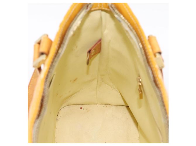Borsa a mano LOUIS VUITTON Monogram Vernis Houston Lime Yellow M91055 Auth BA14990 D'oro - vista 19