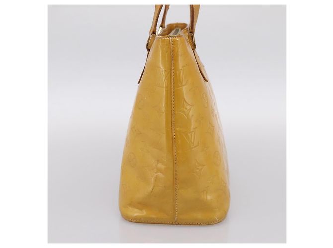 Borsa a mano LOUIS VUITTON Monogram Vernis Houston Lime Yellow M91055 Auth BA14990 D'oro - vista 3