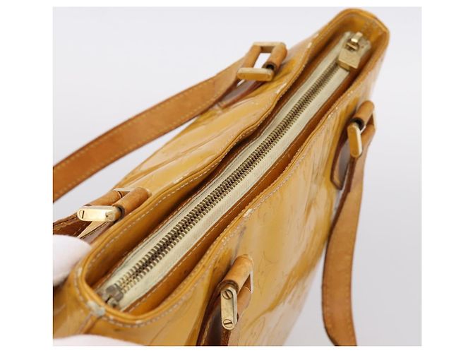 Borsa a mano LOUIS VUITTON Monogram Vernis Houston Lime Yellow M91055 Auth BA14990 D'oro - vista 6