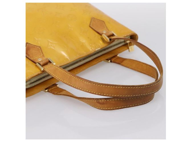 Borsa a mano LOUIS VUITTON Monogram Vernis Houston Lime Yellow M91055 Auth BA14990 D'oro - vista 7