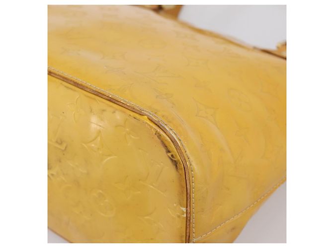 Borsa a mano LOUIS VUITTON Monogram Vernis Houston Lime Yellow M91055 Auth BA14990 D'oro - vista 9