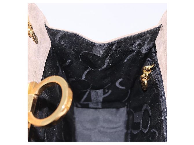 Borsa a tracolla Salvatore Ferragamo Gancini Chain in camoscio beige e oro Auth ka5639 D'oro - vista 18