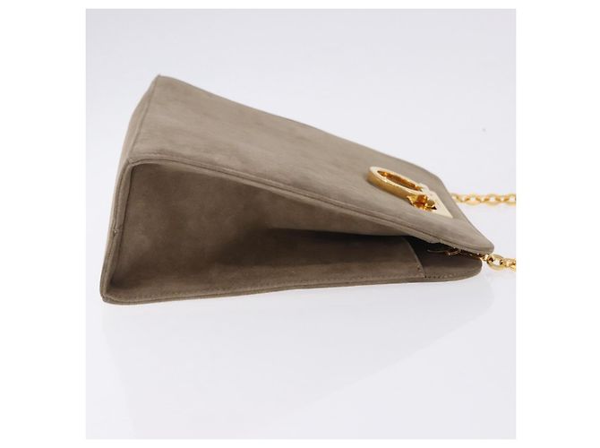 Borsa a tracolla Salvatore Ferragamo Gancini Chain in camoscio beige e oro Auth ka5639 D'oro - vista 5