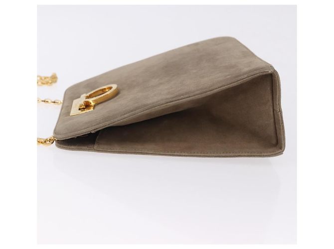 Borsa a tracolla Salvatore Ferragamo Gancini Chain in camoscio beige e oro Auth ka5639 D'oro - vista 6