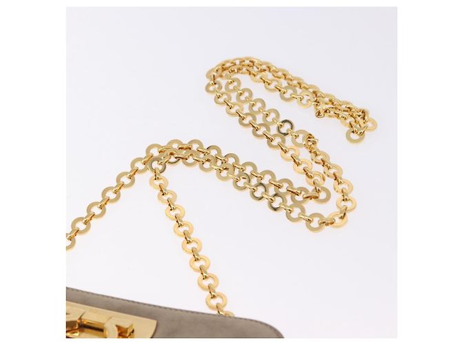 Borsa a tracolla Salvatore Ferragamo Gancini Chain in camoscio beige e oro Auth ka5639 D'oro - vista 9