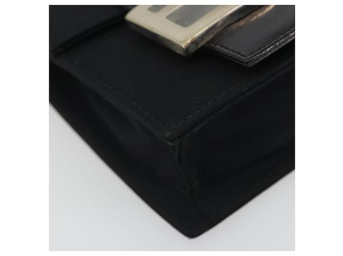 FENDI Borsa a spalla Pouch Mamma Baguette in jersey di cotone Nero Argento Auth 195300A - vista 11