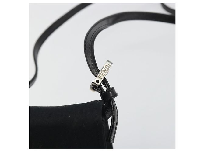 FENDI Borsa a spalla Pouch Mamma Baguette in jersey di cotone Nero Argento Auth 195300A - vista 14