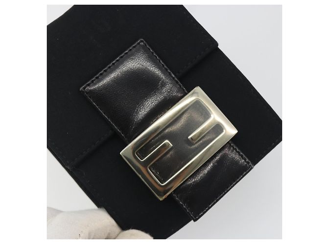 FENDI Borsa a spalla Pouch Mamma Baguette in jersey di cotone Nero Argento Auth 195300A - vista 15