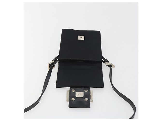 FENDI Borsa a spalla Pouch Mamma Baguette in jersey di cotone Nero Argento Auth 195300A - vista 16