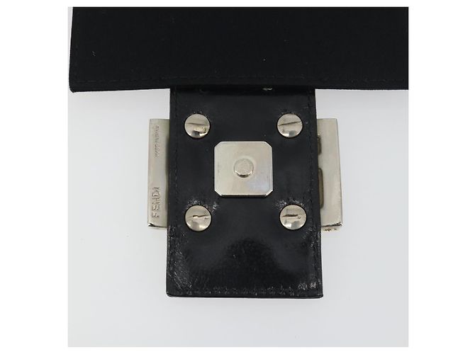FENDI Borsa a spalla Pouch Mamma Baguette in jersey di cotone Nero Argento Auth 195300A - vista 17