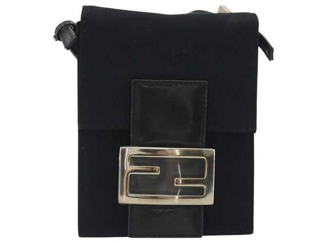 FENDI Borsa a spalla Pouch Mamma Baguette in jersey di cotone Nero Argento Auth 195300A - vista 2