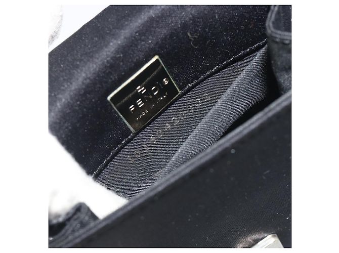 FENDI Borsa a spalla Pouch Mamma Baguette in jersey di cotone Nero Argento Auth 195300A - vista 23