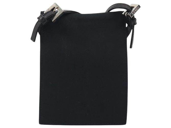 FENDI Borsa a spalla Pouch Mamma Baguette in jersey di cotone Nero Argento Auth 195300A - vista 3