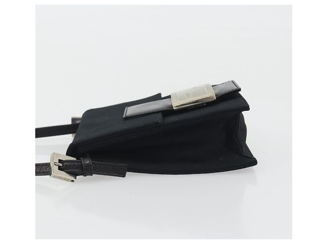 FENDI Borsa a spalla Pouch Mamma Baguette in jersey di cotone Nero Argento Auth 195300A - vista 5