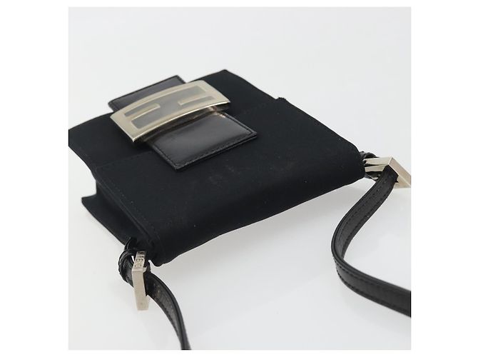FENDI Borsa a spalla Pouch Mamma Baguette in jersey di cotone Nero Argento Auth 195300A - vista 6