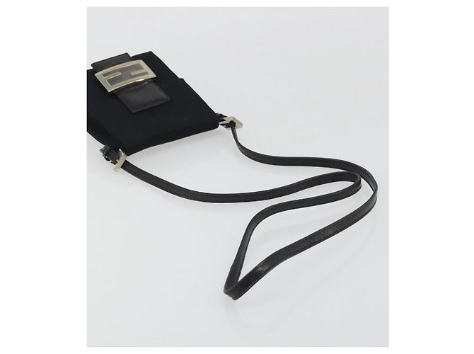 FENDI Borsa a spalla Pouch Mamma Baguette in jersey di cotone Nero Argento Auth 195300A - vista 7
