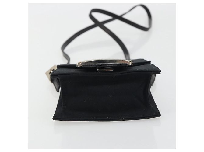 FENDI Borsa a spalla Pouch Mamma Baguette in jersey di cotone Nero Argento Auth 195300A - vista 9