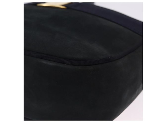 Bolsa de Ombro Salvatore Ferragamo Vala em Camurça Navy Gold Auth ka5596 Dourado Azul marinho - vista 11