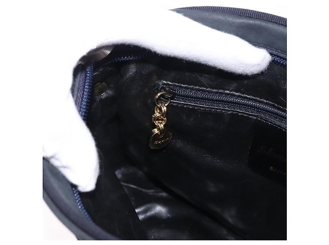 Bolsa de Ombro Salvatore Ferragamo Vala em Camurça Navy Gold Auth ka5596 Dourado Azul marinho - vista 20