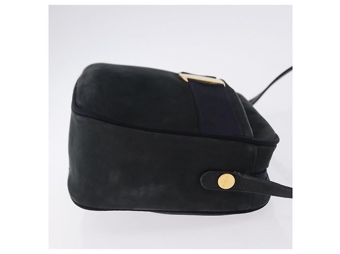 Bolsa de Ombro Salvatore Ferragamo Vala em Camurça Navy Gold Auth ka5596 Dourado Azul marinho - vista 4