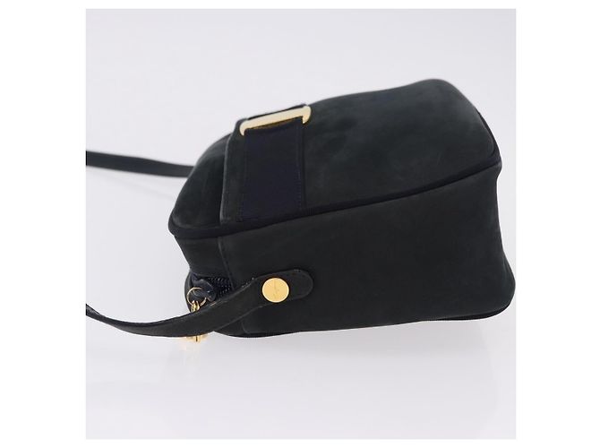 Bolsa de Ombro Salvatore Ferragamo Vala em Camurça Navy Gold Auth ka5596 Dourado Azul marinho - vista 5