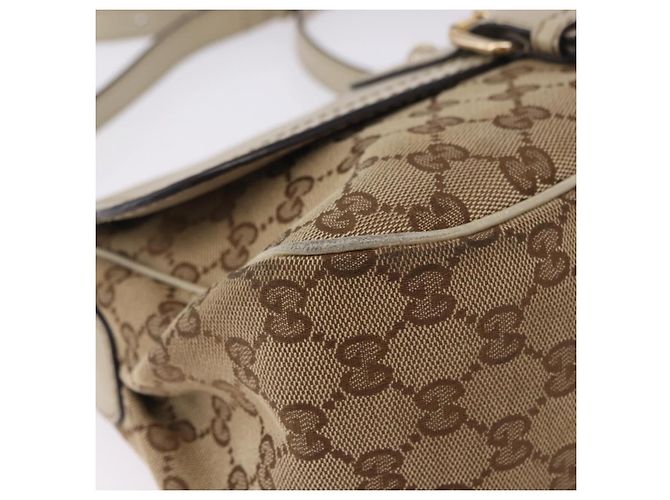 Borsa a tracolla GUCCI GG Canvas Beige Gold 308452 Auth ka5680 D'oro - vista 10