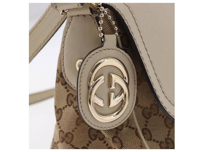 Borsa a tracolla GUCCI GG Canvas Beige Gold 308452 Auth ka5680 D'oro - vista 15