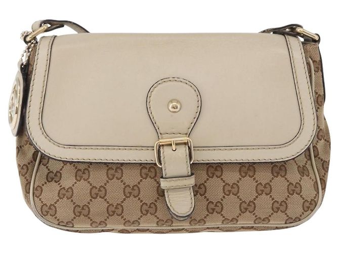 Borsa a tracolla GUCCI GG Canvas Beige Gold 308452 Auth ka5680 D'oro - vista 2