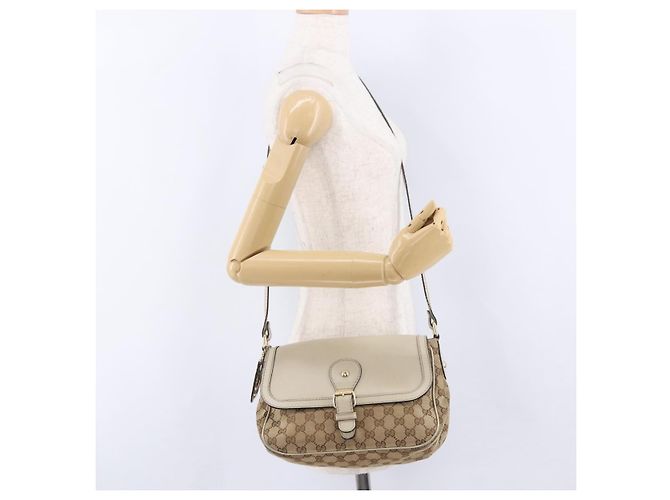 Borsa a tracolla GUCCI GG Canvas Beige Gold 308452 Auth ka5680 D'oro - vista 24