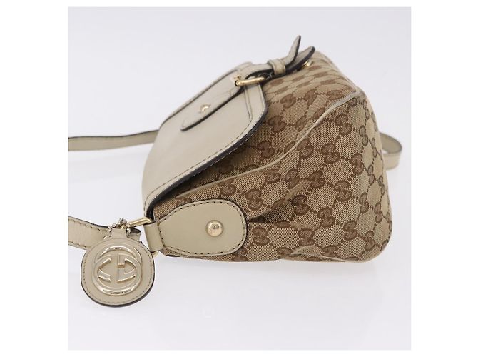 Borsa a tracolla GUCCI GG Canvas Beige Gold 308452 Auth ka5680 D'oro - vista 5