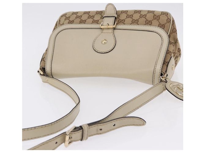 Borsa a tracolla GUCCI GG Canvas Beige Gold 308452 Auth ka5680 D'oro - vista 6