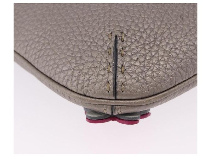 FENDI Celeria Schultertasche Leder Silver Auth 195754V Silber - Ansicht 10