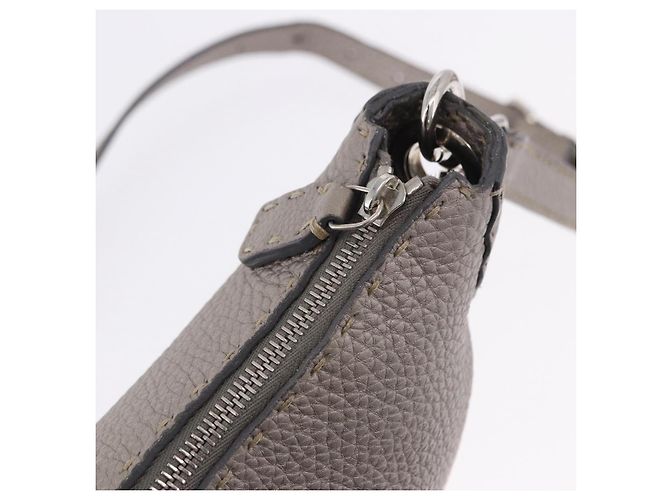 FENDI Celeria Schultertasche Leder Silver Auth 195754V Silber - Ansicht 14