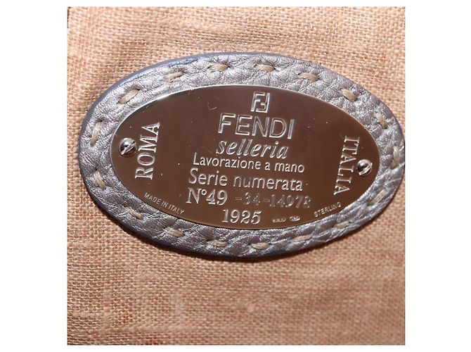 FENDI Celeria Schultertasche Leder Silver Auth 195754V Silber - Ansicht 15