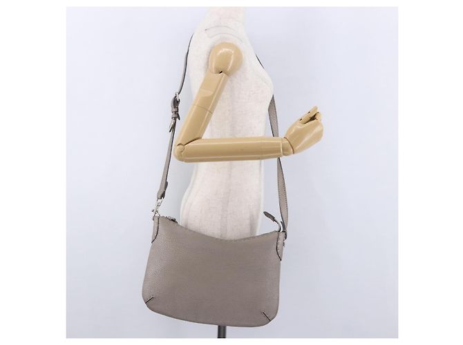 FENDI Celeria Schultertasche Leder Silver Auth 195754V Silber - Ansicht 21