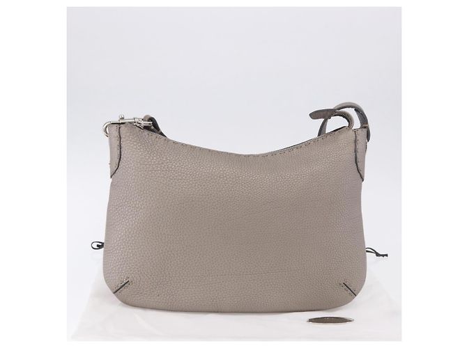 FENDI Celeria Schultertasche Leder Silver Auth 195754V Silber - Ansicht 22
