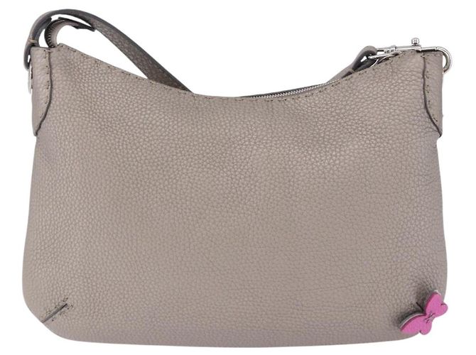 FENDI Celeria Schultertasche Leder Silver Auth 195754V Silber - Ansicht 3
