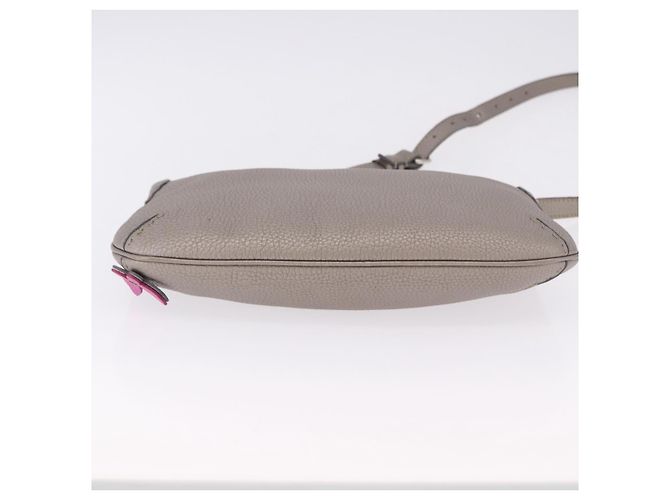 FENDI Celeria Schultertasche Leder Silver Auth 195754V Silber - Ansicht 9