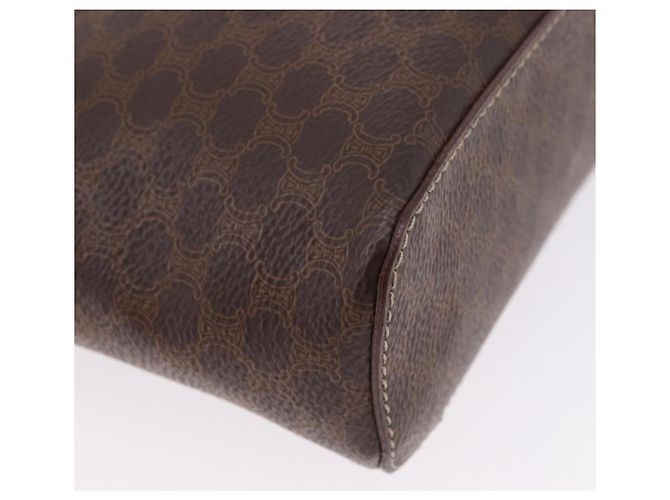 Céline Necessaire CELINE Macadam Canvas PVC Leather Brown Gold Auth 195699A Marrom Dourado - vista 10