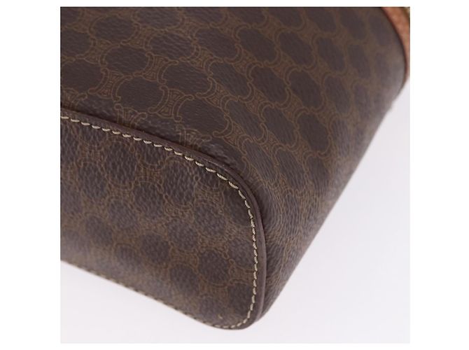Céline Necessaire CELINE Macadam Canvas PVC Leather Brown Gold Auth 195699A Marrom Dourado - vista 11