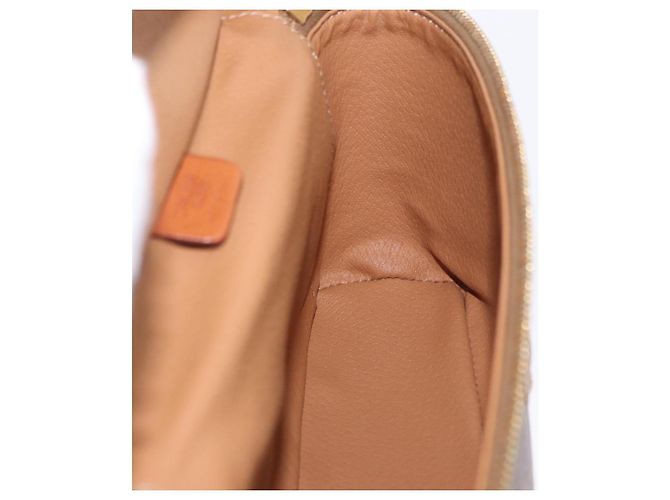 Céline Necessaire CELINE Macadam Canvas PVC Leather Brown Gold Auth 195699A Marrom Dourado - vista 18