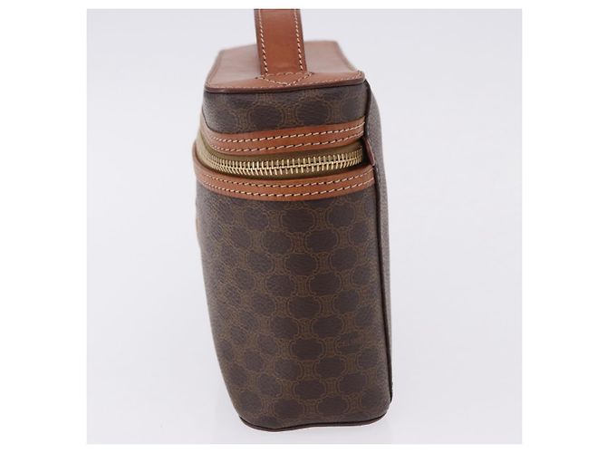 Céline Necessaire CELINE Macadam Canvas PVC Leather Brown Gold Auth 195699A Marrom Dourado - vista 4