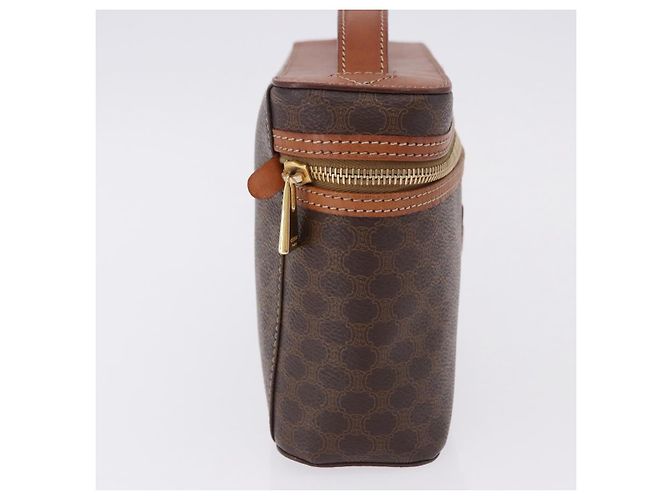 Céline Necessaire CELINE Macadam Canvas PVC Leather Brown Gold Auth 195699A Marrom Dourado - vista 5