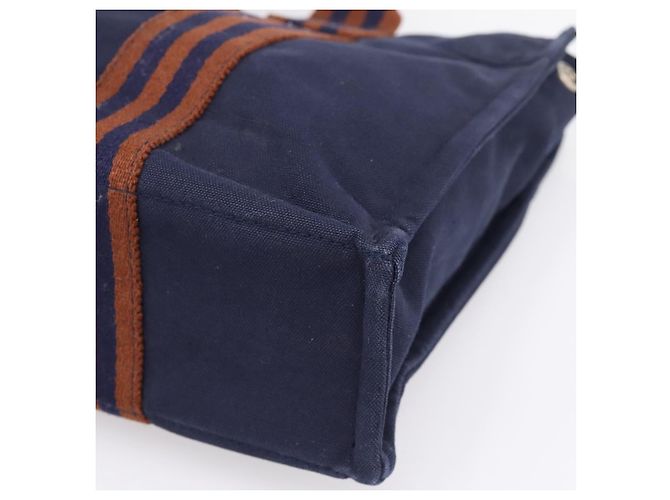 Hermès Bolso de mano HERMES Fourre Tout PM Canvas Navy Silver Auth 180974 Plata Azul marino - vista 10