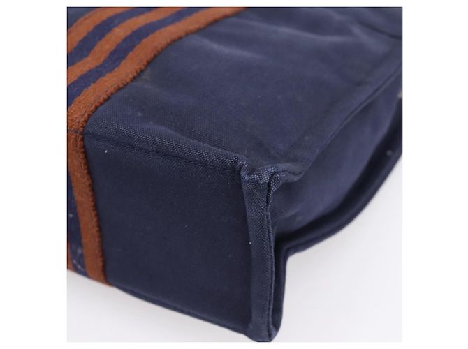 Hermès Bolso de mano HERMES Fourre Tout PM Canvas Navy Silver Auth 180974 Plata Azul marino - vista 12