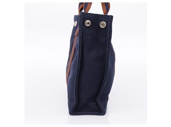 Hermès Bolso de mano HERMES Fourre Tout PM Canvas Navy Silver Auth 180974 Plata Azul marino - vista 4