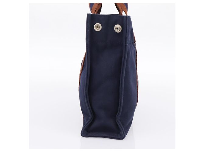 Hermès Bolso de mano HERMES Fourre Tout PM Canvas Navy Silver Auth 180974 Plata Azul marino - vista 5