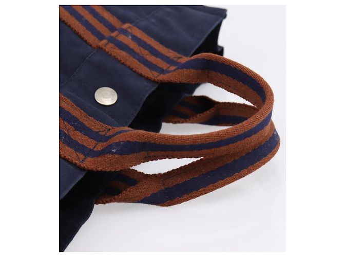Hermès Bolso de mano HERMES Fourre Tout PM Canvas Navy Silver Auth 180974 Plata Azul marino - vista 7