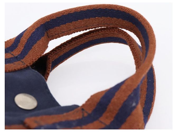 Hermès Bolso de mano HERMES Fourre Tout PM Canvas Navy Silver Auth 180974 Plata Azul marino - vista 8