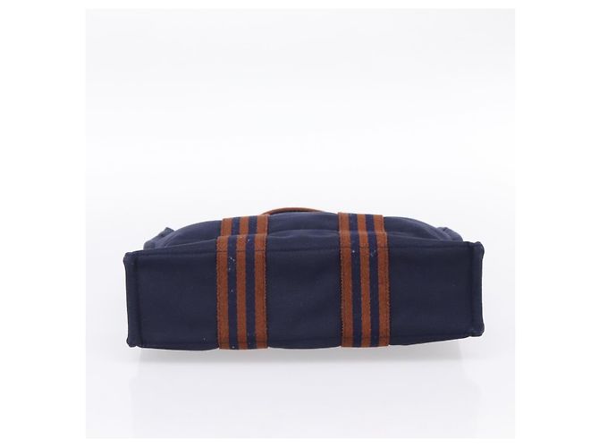 Hermès Bolso de mano HERMES Fourre Tout PM Canvas Navy Silver Auth 180974 Plata Azul marino - vista 9